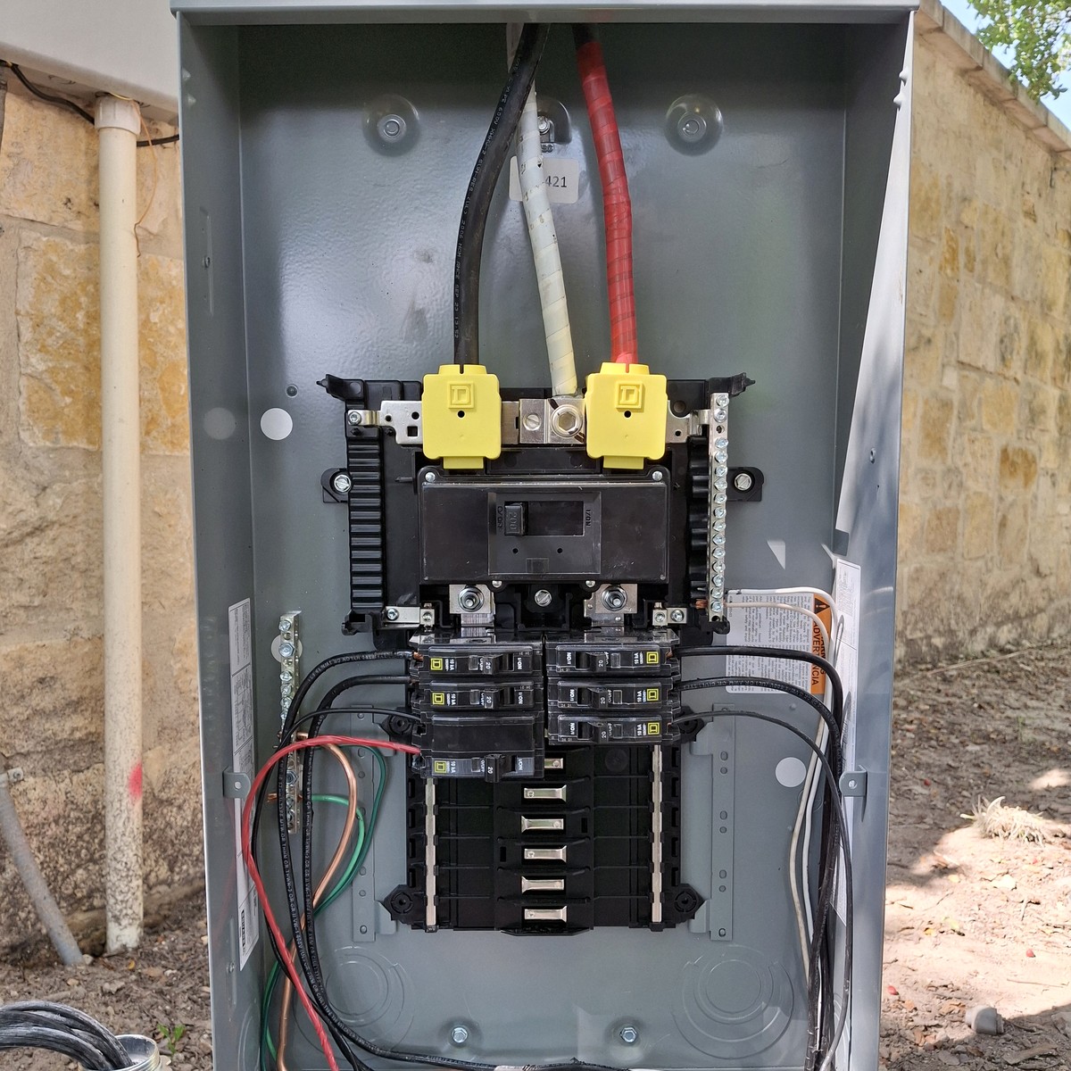 Wiring & Device Work Electrical wiring and device install completed by C.S.W. Power Solutions in San Antonio.
