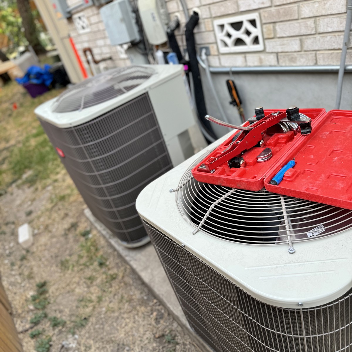 HVAC Condenser Project Outdoor HVAC condenser project completed by C.S.W. Power Solutions in the San Antonio area.